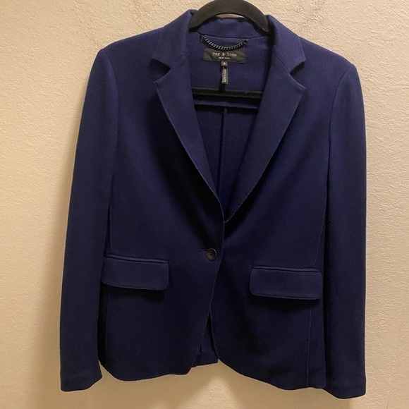 Rag & Bone Blue Wool Club Jacket Blazer Size 0 In Bright Blue - Picture 3 of 12